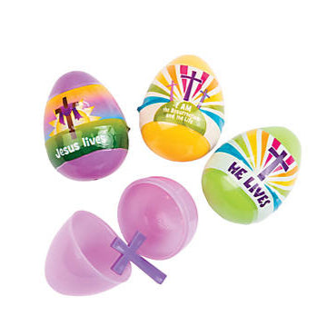 2 1/2" Purple He Lives Cross-Filled Plastic Easter Eggs - 12 Count