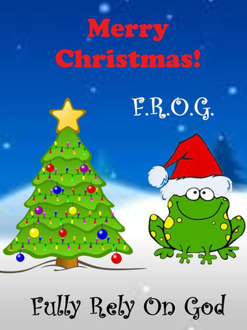 Merry Christmas Fully Rely On God Frog F.R.O.G. Christian Bible Tracts for Kids 100 Count