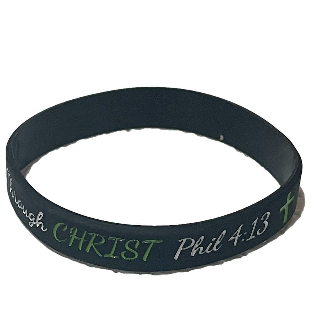 100 Black Inspirational I Can Do all Things Through Christ Phil 4:13 Bracelet Silicone Wristband Christian Religious Mega Bulk Pack