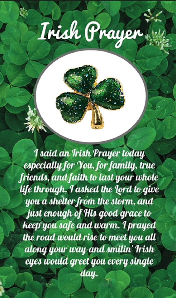 Irish Prayer Shamrock Pin On Card for Women (10 Count)