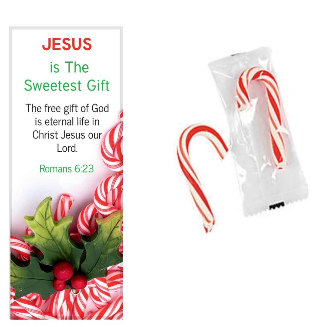Jesus is The Sweetest Gift Christmas Bookmarks With Mini Candy Canes (100 Sets)