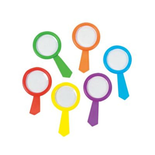 Set of colorful magnifying glasses on a white background