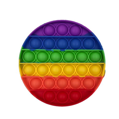 Round Rainbow Fidget Poppers Push Popper Bubble Sensory Toy 1 Count