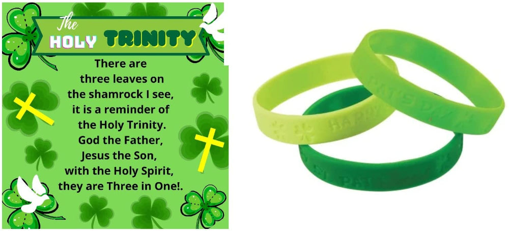 The Holy Trinity Religious Shamrock St. Patrick’s Day Bracelets with Cards 