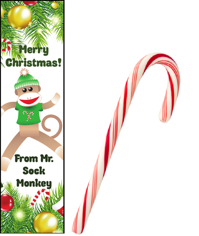 Dozen Merry Christmas Sock Monkey Bookmarks With Candy Canes