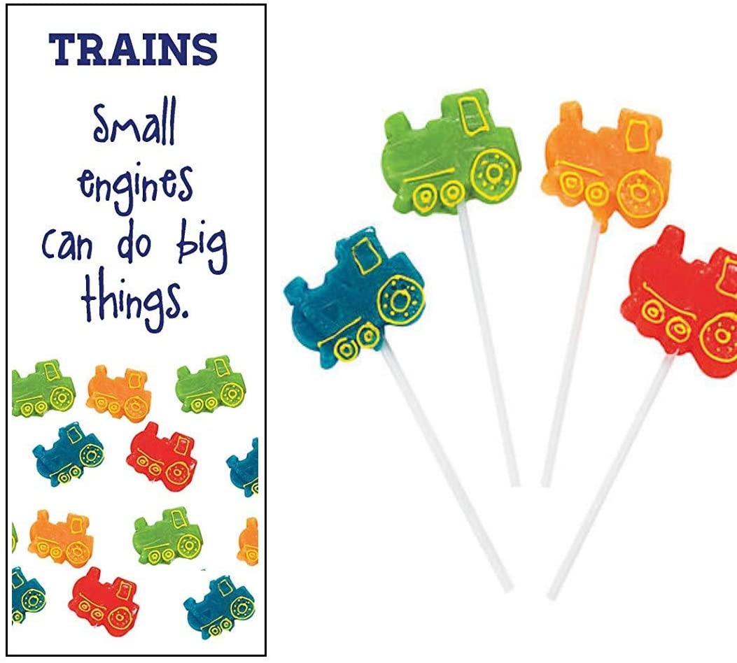 Train Party Supplies Lollipops Suckers with Bookmarks (12 Sets)
