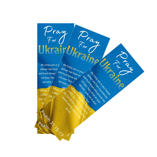 100 Pray for Ukraine Flag Bible Verse Psalm 31:15-17 Bookmarks
